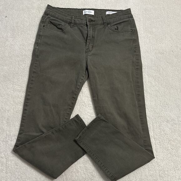 Jessica Simpson Skinny Crop Womens Size 4/27 Olive Green Denim Mid Rise Jeans - Picture 2 of 6